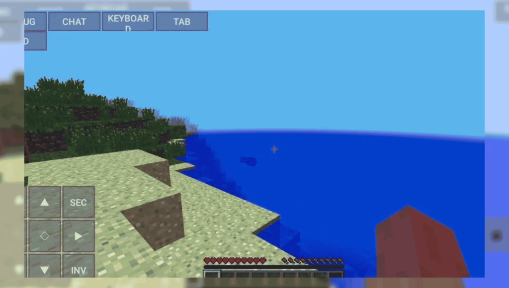 Pojavlauncher for pc 1 Minecraft Java Edition gameplay on mobile using PojavLauncher showing ocean view and touch controls interface